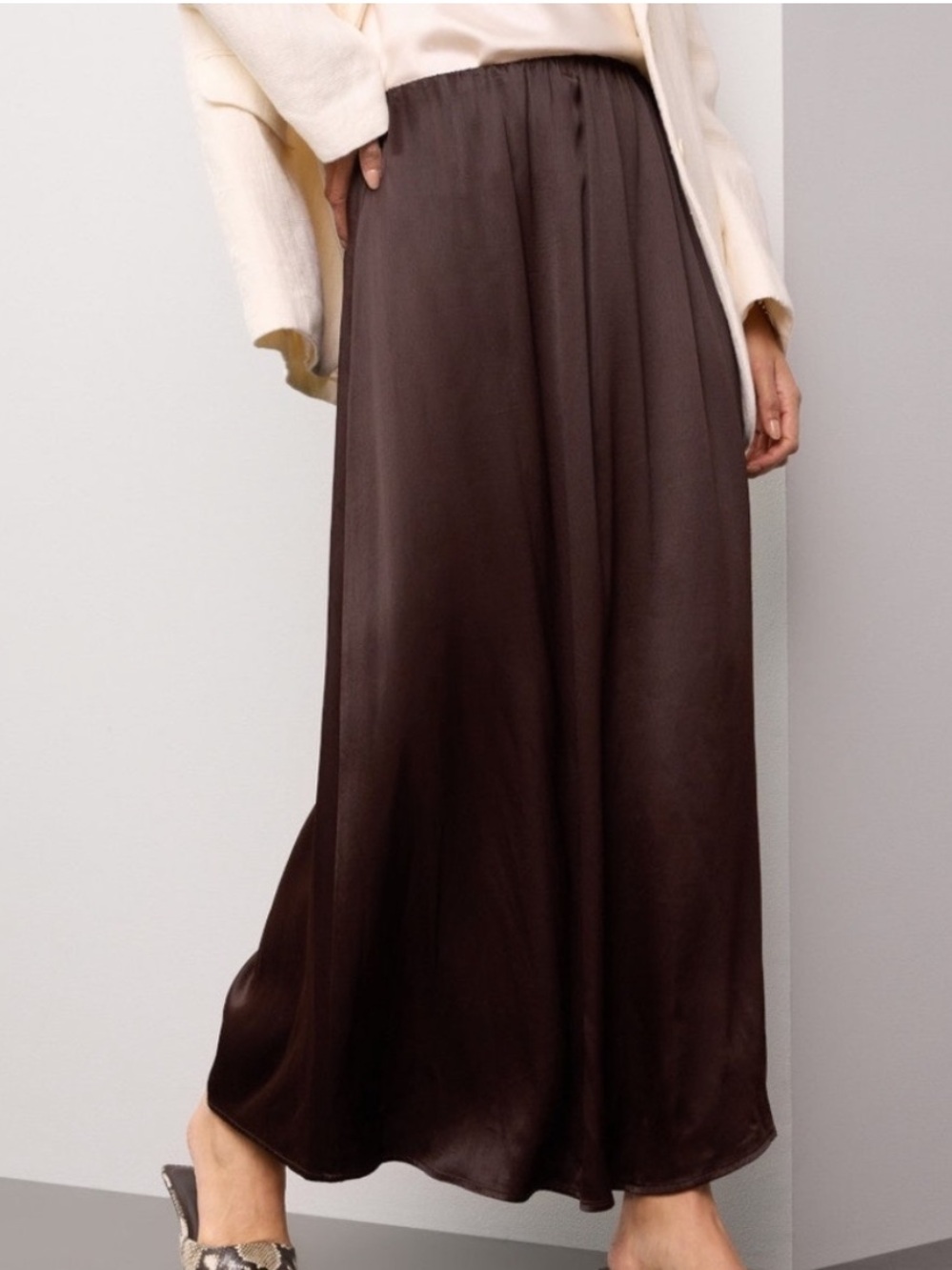DONNI. Chocolate Satin Maxi Skirt